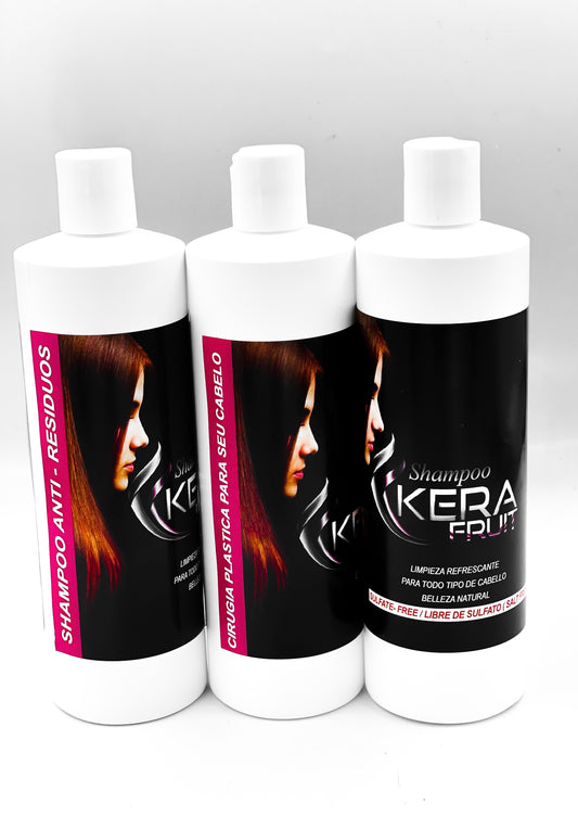 Cirugia Capilar Kera Fruit 3 Pasos (inluye Shampoo Sulfate Free)  16 oz medio litro